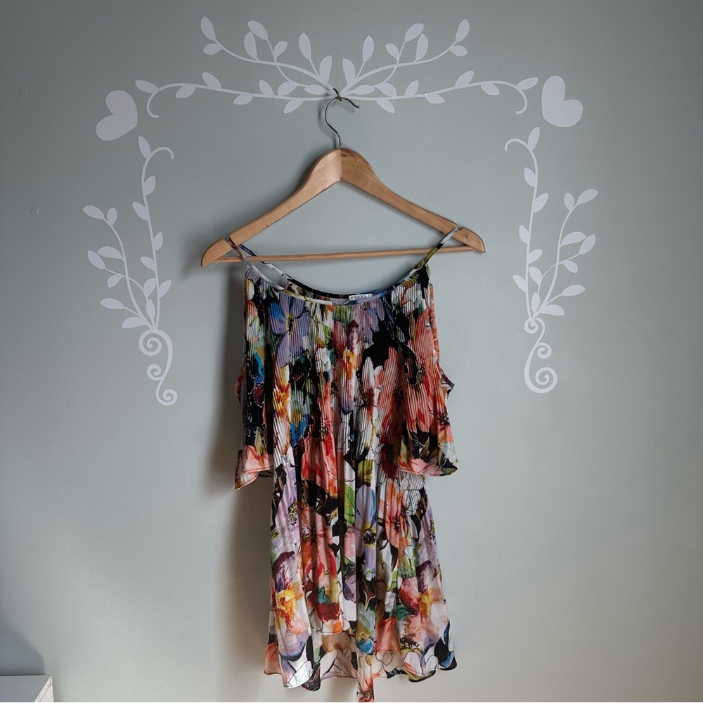 Flower Print Cold Shoulder Spence Blouse in size US L